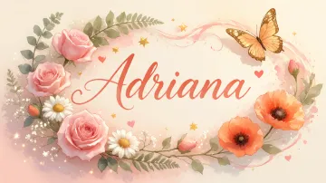 Adriana horizontal diseño 3 - Elegante composición de rosas rosadas y amapolas naranjas con mariposas doradas brillantes sobre un fondo cálido, romántico y mágico.