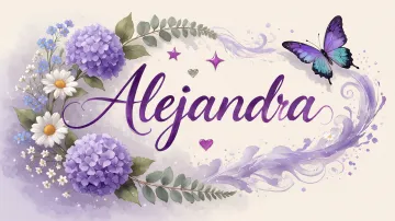 Alejandra horizontal diseño 2 - Diseño elegante de hortensias en tonos lila y morados suaves, con volutas estilizadas y una mariposa mística que aporta un toque etéreo y mágico.