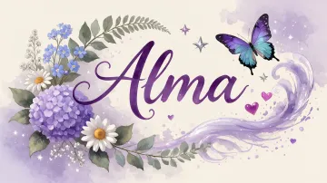 Alma horizontal diseño 2 - Diseño elegante de hortensias en tonos lila y morados suaves, con volutas estilizadas y una mariposa mística que aporta un toque etéreo y mágico.