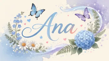 Ana horizontal diseño 1 - Hortensias azules, flores pequeñas y acuarela suave con mariposas azules y brillo etéreo