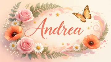 Andrea horizontal diseño 3 - Elegante composición de rosas rosadas y amapolas naranjas con mariposas doradas brillantes sobre un fondo cálido, romántico y mágico.