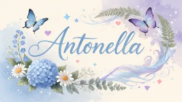 Antonella horizontal diseño 1 - Hortensias azules, flores pequeñas y acuarela suave con mariposas azules y brillo etéreo