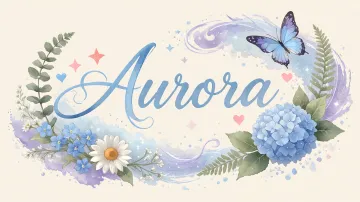 Aurora horizontal diseño 1 - Hortensias azules, flores pequeñas y acuarela suave con mariposas azules y brillo etéreo