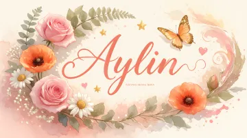 Aylin horizontal diseño 3 - Elegante composición de rosas rosadas y amapolas naranjas con mariposas doradas brillantes sobre un fondo cálido, romántico y mágico.