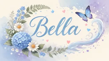 Bella horizontal diseño 1 - Hortensias azules, flores pequeñas y acuarela suave con mariposas azules y brillo etéreo