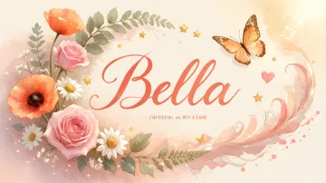 Bella horizontal diseño 3 - Elegante composición de rosas rosadas y amapolas naranjas con mariposas doradas brillantes sobre un fondo cálido, romántico y mágico.