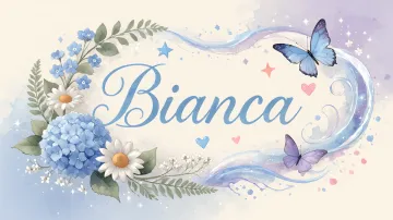 Bianca horizontal diseño 1 - Hortensias azules, flores pequeñas y acuarela suave con mariposas azules y brillo etéreo