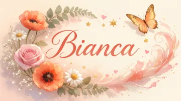 Bianca horizontal diseño 3 - Elegante composición de rosas rosadas y amapolas naranjas con mariposas doradas brillantes sobre un fondo cálido, romántico y mágico.