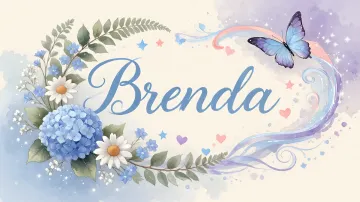 Brenda horizontal diseño 1 - Hortensias azules, flores pequeñas y acuarela suave con mariposas azules y brillo etéreo
