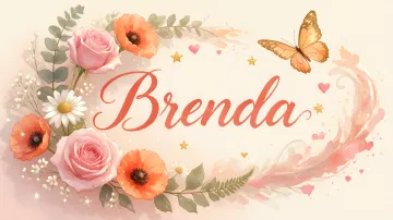 Brenda horizontal diseño 3 - Elegante composición de rosas rosadas y amapolas naranjas con mariposas doradas brillantes sobre un fondo cálido, romántico y mágico.