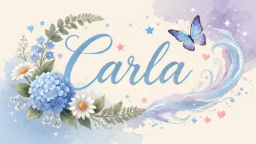 Carla horizontal diseño 1 - Hortensias azules, flores pequeñas y acuarela suave con mariposas azules y brillo etéreo