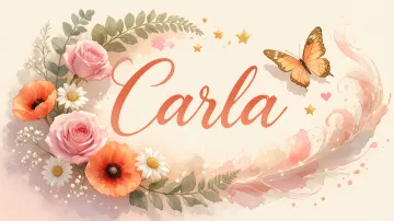 Carla horizontal diseño 3 - Elegante composición de rosas rosadas y amapolas naranjas con mariposas doradas brillantes sobre un fondo cálido, romántico y mágico.