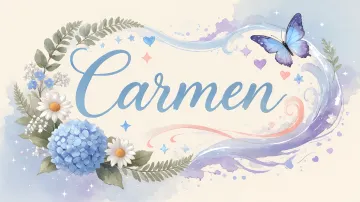 Carmen horizontal diseño 1 - Hortensias azules, flores pequeñas y acuarela suave con mariposas azules y brillo etéreo