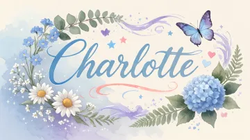 Charlotte horizontal diseño 1 - Hortensias azules, flores pequeñas y acuarela suave con mariposas azules y brillo etéreo