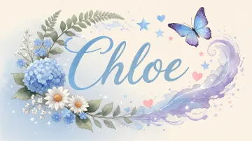 Chloe horizontal diseño 1 - Hortensias azules, flores pequeñas y acuarela suave con mariposas azules y brillo etéreo