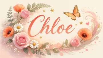 Chloe horizontal diseño 3 - Elegante composición de rosas rosadas y amapolas naranjas con mariposas doradas brillantes sobre un fondo cálido, romántico y mágico.