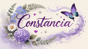 Constancia horizontal diseño 2 - Diseño elegante de hortensias en tonos lila y morados suaves, con volutas estilizadas y una mariposa mística que aporta un toque etéreo y mágico.