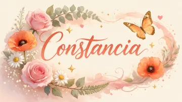 Constancia horizontal diseño 3 - Elegante composición de rosas rosadas y amapolas naranjas con mariposas doradas brillantes sobre un fondo cálido, romántico y mágico.