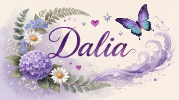 Dalia horizontal diseño 2 - Diseño elegante de hortensias en tonos lila y morados suaves, con volutas estilizadas y una mariposa mística que aporta un toque etéreo y mágico.