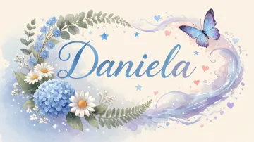 Daniela horizontal diseño 1 - Hortensias azules, flores pequeñas y acuarela suave con mariposas azules y brillo etéreo
