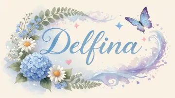 Delfina horizontal diseño 1 - Hortensias azules, flores pequeñas y acuarela suave con mariposas azules y brillo etéreo