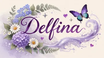 Delfina horizontal diseño 2 - Diseño elegante de hortensias en tonos lila y morados suaves, con volutas estilizadas y una mariposa mística que aporta un toque etéreo y mágico.