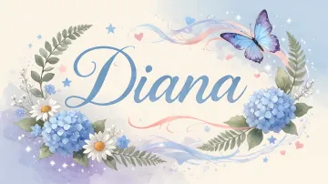 Diana horizontal diseño 1 - Hortensias azules, flores pequeñas y acuarela suave con mariposas azules y brillo etéreo
