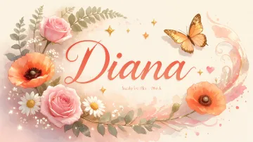 Diana horizontal diseño 3 - Elegante composición de rosas rosadas y amapolas naranjas con mariposas doradas brillantes sobre un fondo cálido, romántico y mágico.