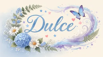 Dulce horizontal diseño 1 - Hortensias azules, flores pequeñas y acuarela suave con mariposas azules y brillo etéreo