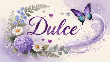 Dulce horizontal diseño 2 - Diseño elegante de hortensias en tonos lila y morados suaves, con volutas estilizadas y una mariposa mística que aporta un toque etéreo y mágico.