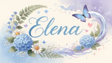 Elena horizontal diseño 1 - Hortensias azules, flores pequeñas y acuarela suave con mariposas azules y brillo etéreo