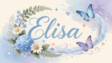 Elisa horizontal diseño 1 - Hortensias azules, flores pequeñas y acuarela suave con mariposas azules y brillo etéreo