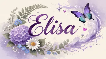 Elisa horizontal diseño 2 - Diseño elegante de hortensias en tonos lila y morados suaves, con volutas estilizadas y una mariposa mística que aporta un toque etéreo y mágico.