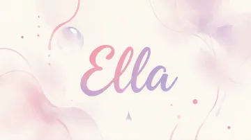 Ella horizontal diseño 7 - Diseño abstracto en acuarela sobre fondo crema, con manchas fluidas y etéreas en rosa pastel y lila, líneas curvas que aportan movimiento, pequeñas gotas salpicadas cayendo verticalmente y una burbuja translúcida en la parte superior izquierda. El nombre resalta al centro con una tipografía cursiva amplia y elegante en degradado rosa a morado.