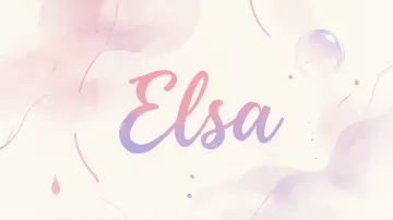 Elsa horizontal diseño 7 - Diseño abstracto en acuarela sobre fondo crema, con manchas fluidas y etéreas en rosa pastel y lila, líneas curvas que aportan movimiento, pequeñas gotas salpicadas cayendo verticalmente y una burbuja translúcida en la parte superior izquierda. El nombre resalta al centro con una tipografía cursiva amplia y elegante en degradado rosa a morado.