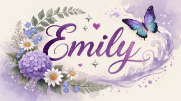 Emily horizontal diseño 2 - Diseño elegante de hortensias en tonos lila y morados suaves, con volutas estilizadas y una mariposa mística que aporta un toque etéreo y mágico.