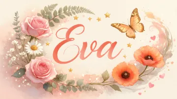 Eva horizontal diseño 3 - Elegante composición de rosas rosadas y amapolas naranjas con mariposas doradas brillantes sobre un fondo cálido, romántico y mágico.