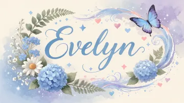 Evelyn horizontal diseño 1 - Hortensias azules, flores pequeñas y acuarela suave con mariposas azules y brillo etéreo