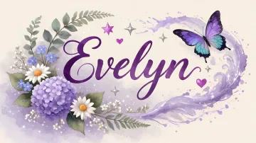 Evelyn horizontal diseño 2 - Diseño elegante de hortensias en tonos lila y morados suaves, con volutas estilizadas y una mariposa mística que aporta un toque etéreo y mágico.