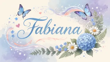 Fabiana horizontal diseño 1 - Hortensias azules, flores pequeñas y acuarela suave con mariposas azules y brillo etéreo