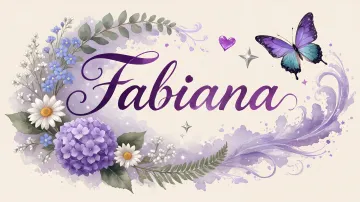 Fabiana horizontal diseño 2 - Diseño elegante de hortensias en tonos lila y morados suaves, con volutas estilizadas y una mariposa mística que aporta un toque etéreo y mágico.