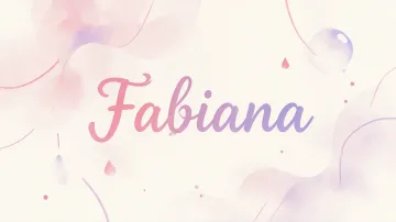 Fabiana horizontal diseño 7 - Diseño abstracto en acuarela sobre fondo crema, con manchas fluidas y etéreas en rosa pastel y lila, líneas curvas que aportan movimiento, pequeñas gotas salpicadas cayendo verticalmente y una burbuja translúcida en la parte superior izquierda. El nombre resalta al centro con una tipografía cursiva amplia y elegante en degradado rosa a morado.