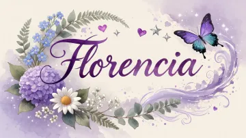Florencia horizontal diseño 2 - Diseño elegante de hortensias en tonos lila y morados suaves, con volutas estilizadas y una mariposa mística que aporta un toque etéreo y mágico.