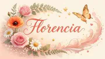 Florencia horizontal diseño 3 - Elegante composición de rosas rosadas y amapolas naranjas con mariposas doradas brillantes sobre un fondo cálido, romántico y mágico.