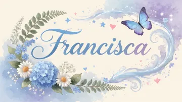 Francisca horizontal diseño 1 - Hortensias azules, flores pequeñas y acuarela suave con mariposas azules y brillo etéreo