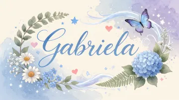Gabriela horizontal diseño 1 - Hortensias azules, flores pequeñas y acuarela suave con mariposas azules y brillo etéreo