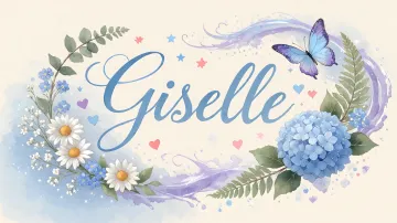 Giselle horizontal diseño 1 - Hortensias azules, flores pequeñas y acuarela suave con mariposas azules y brillo etéreo