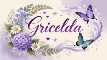 Gricelda horizontal diseño 2 - Diseño elegante de hortensias en tonos lila y morados suaves, con volutas estilizadas y una mariposa mística que aporta un toque etéreo y mágico.