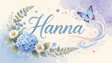 Hanna horizontal diseño 1 - Hortensias azules, flores pequeñas y acuarela suave con mariposas azules y brillo etéreo