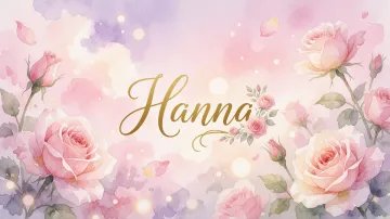Hanna horizontal diseño 10 - Diseño estilo acuarela con un fondo etéreo y texturizado en nubes de tonos rosa pastel y lila suave. Presenta composiciones de rosas abiertas y capullos en los bordes inferior y superior, con pétalos cayendo delicadamente. Incorpora destellos de luz cálida (efecto bokeh) y, en el centro, resalta una tipografía elegante, cursiva y fluida en color dorado.